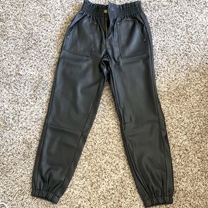 Faux leather joggers